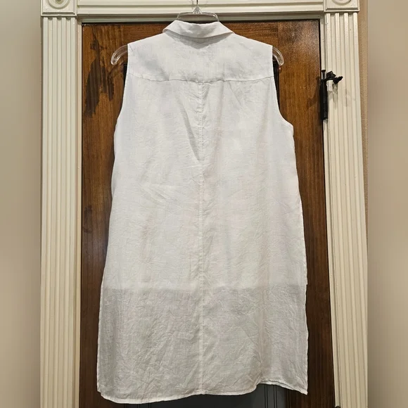 THIS IS IT! CHICO'S White Linen Unique Tunic With Under Shirt/Slit Sides-Size 1 - Picture 2 of 10